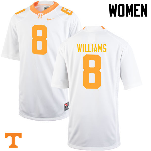 Women #8 Latrell Williams Tennessee Volunteers College Football Jerseys-White